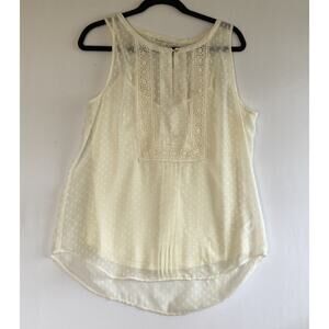NWT Anthropologie Daniel Rain Ivory Polka Dot Lace Top M Whimsical Cottagecore